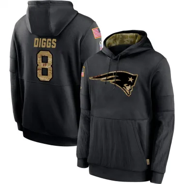 Black Men's Stefon Diggs New England Patriots 2020 Salute to Service Sideline Performance Pullover Hoodie