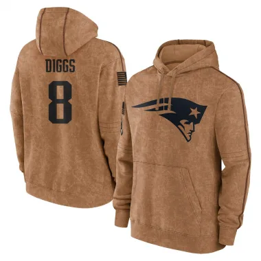 Brown Youth Stefon Diggs New England Patriots 2023 Salute To Service Club Pullover Hoodie