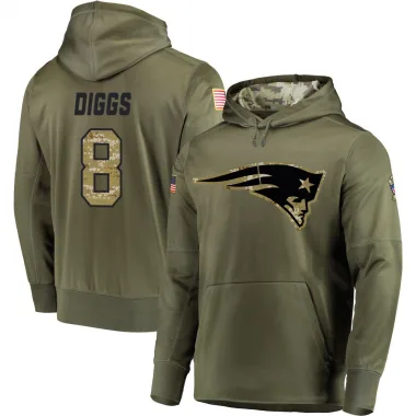 Olive Youth Stefon Diggs New England Patriots Salute to Service Pullover Hoodie