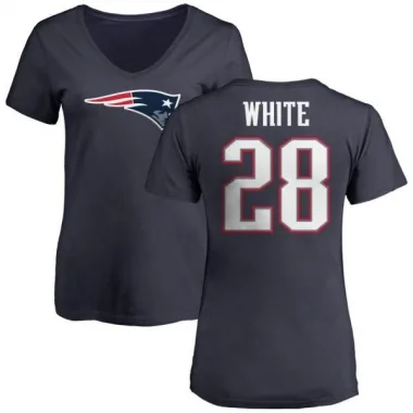White Women's James White New England Patriots Logo T-Shirt - Navy