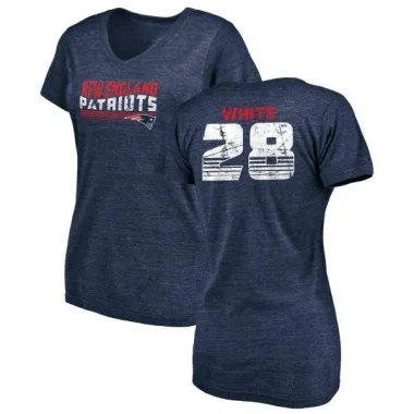 White Women's James White New England Patriots Retro V-Neck T-Shirt - Navy